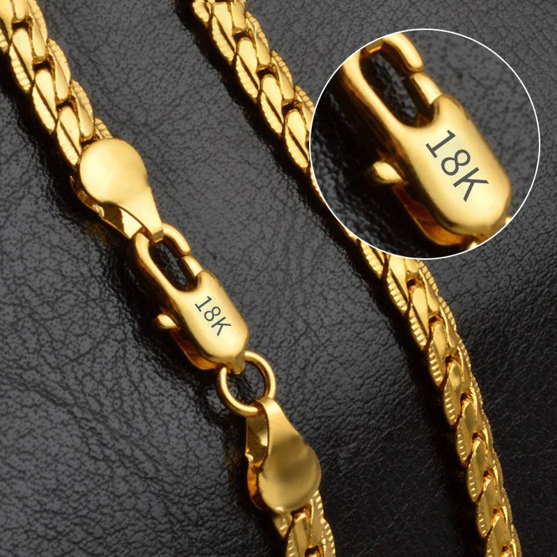 18K Gold/Silver Sideways Necklace | 6mm Full Chain (8-24 Inch) for Women & Men - Lylamor.com