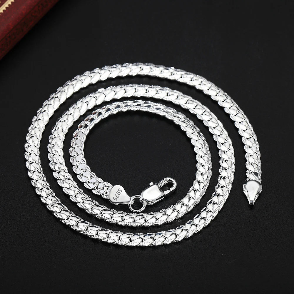 18K Gold/Silver Sideways Necklace | 6mm Full Chain (8-24 Inch) for Women & Men - Lylamor.com