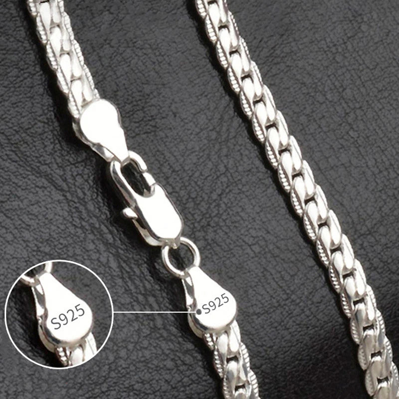 18K Gold/Silver Sideways Necklace | 6mm Full Chain (8-24 Inch) for Women & Men - Lylamor.com