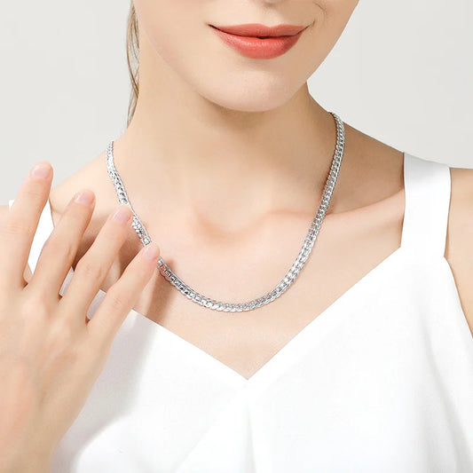 18K Gold/Silver Sideways Necklace | 6mm Full Chain (8-24 Inch) for Women & Men - Lylamor.com