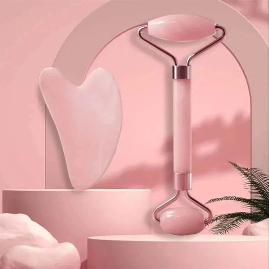 Face & Neck Massager | ABS Roller Beauty Scraping Tool with Double-Ended Crystal & Jade - Lylamor.com