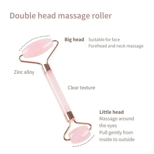 Face & Neck Massager | ABS Roller Beauty Scraping Tool with Double-Ended Crystal & Jade - Lylamor.com