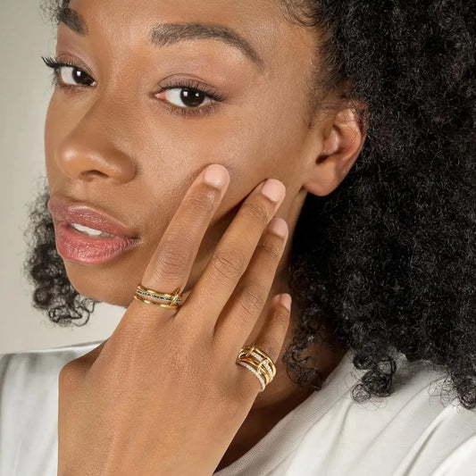Two Tone Copper Stacking Rings Set | Hypoallergenic Trendy Jewelry for Young Women - Lylamor.com