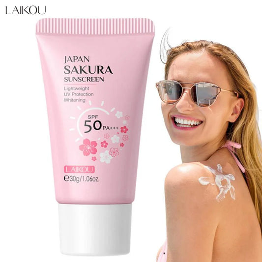 Laikou Sakura Sunscreen Cream | Korean SPF50 Facial Sun Blocker & Moisturizer (30g) - Lylamor.com