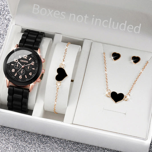 Women's Fashion Silicone Band Watches | Stylish Quartz Jewelry Timepiece Collection - 5/6PCS - Lylamor.com
