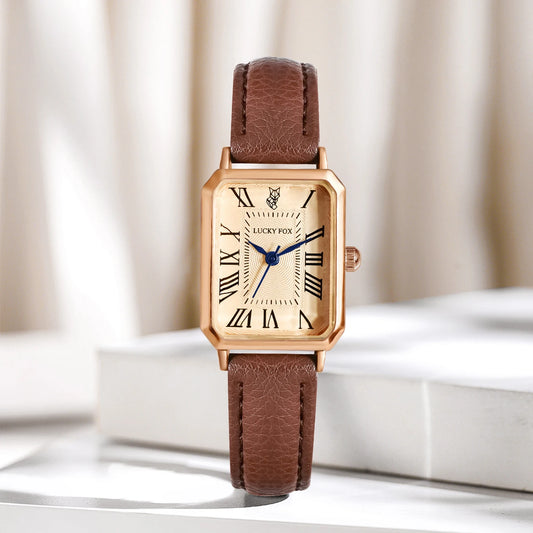 Retro Square Digital Watch | Vintage Inspired Leather Strap Quartz Wristwatch for Women - Lylamor.com