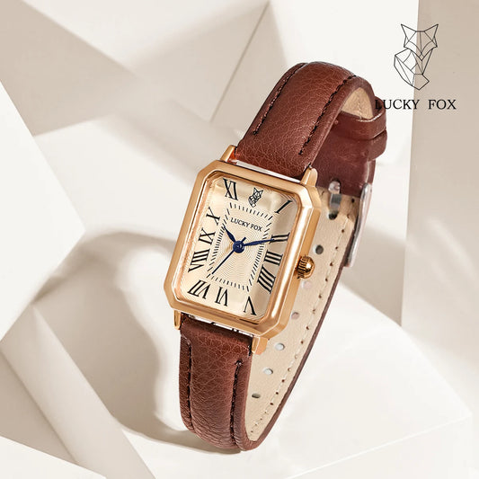 Retro Square Digital Watch | Vintage Inspired Leather Strap Quartz Wristwatch for Women - Lylamor.com